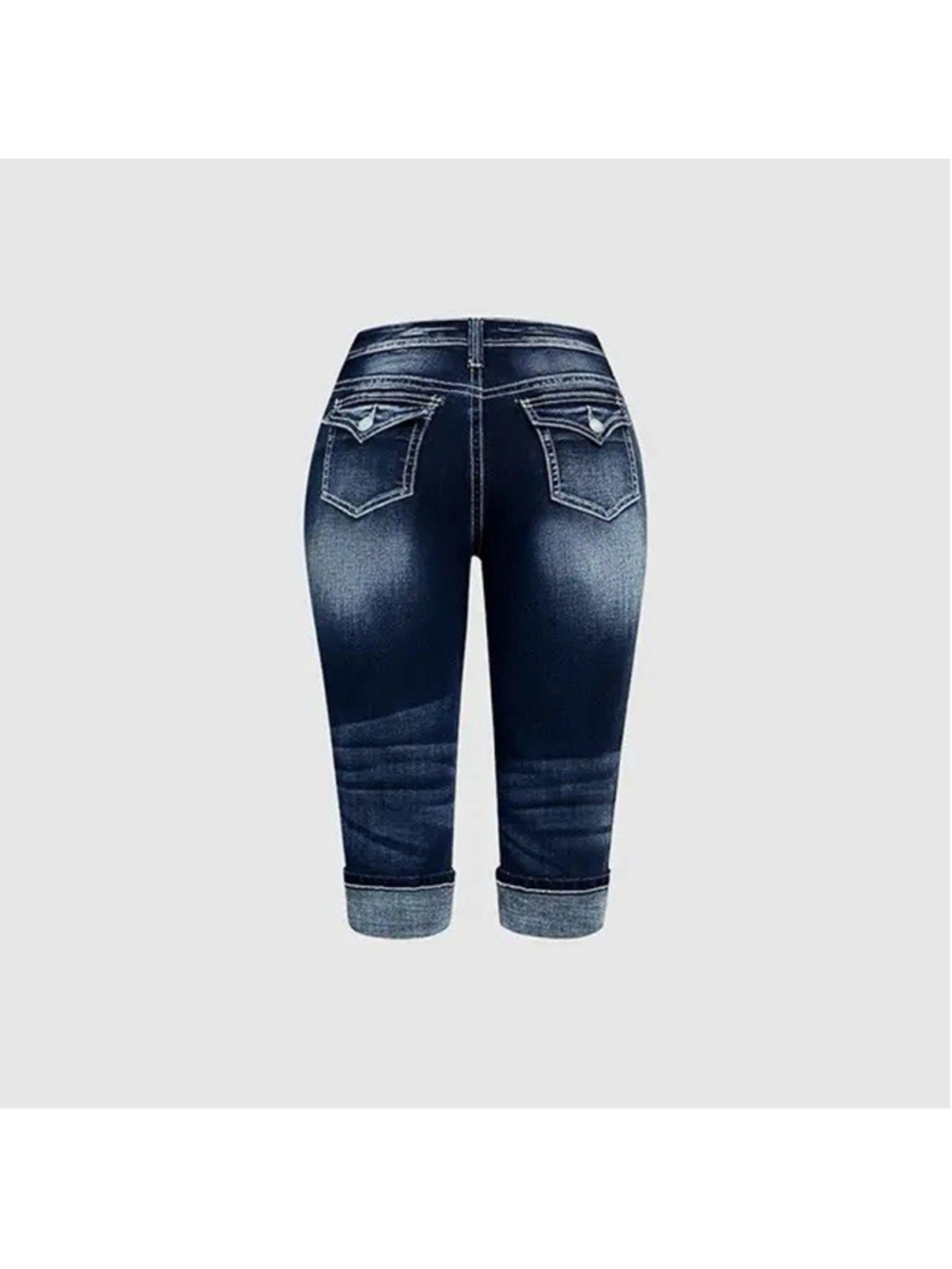 Flamingals Cropped Leg Capri Jeans Distressed Stretchy Jeans Size XL